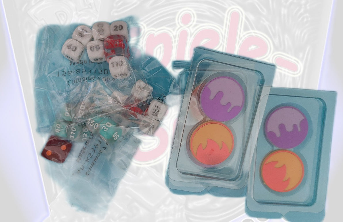 Pokemon Würfel/Zustandsmarker Set / 7 Würfel 2 Zustandsmarker Random